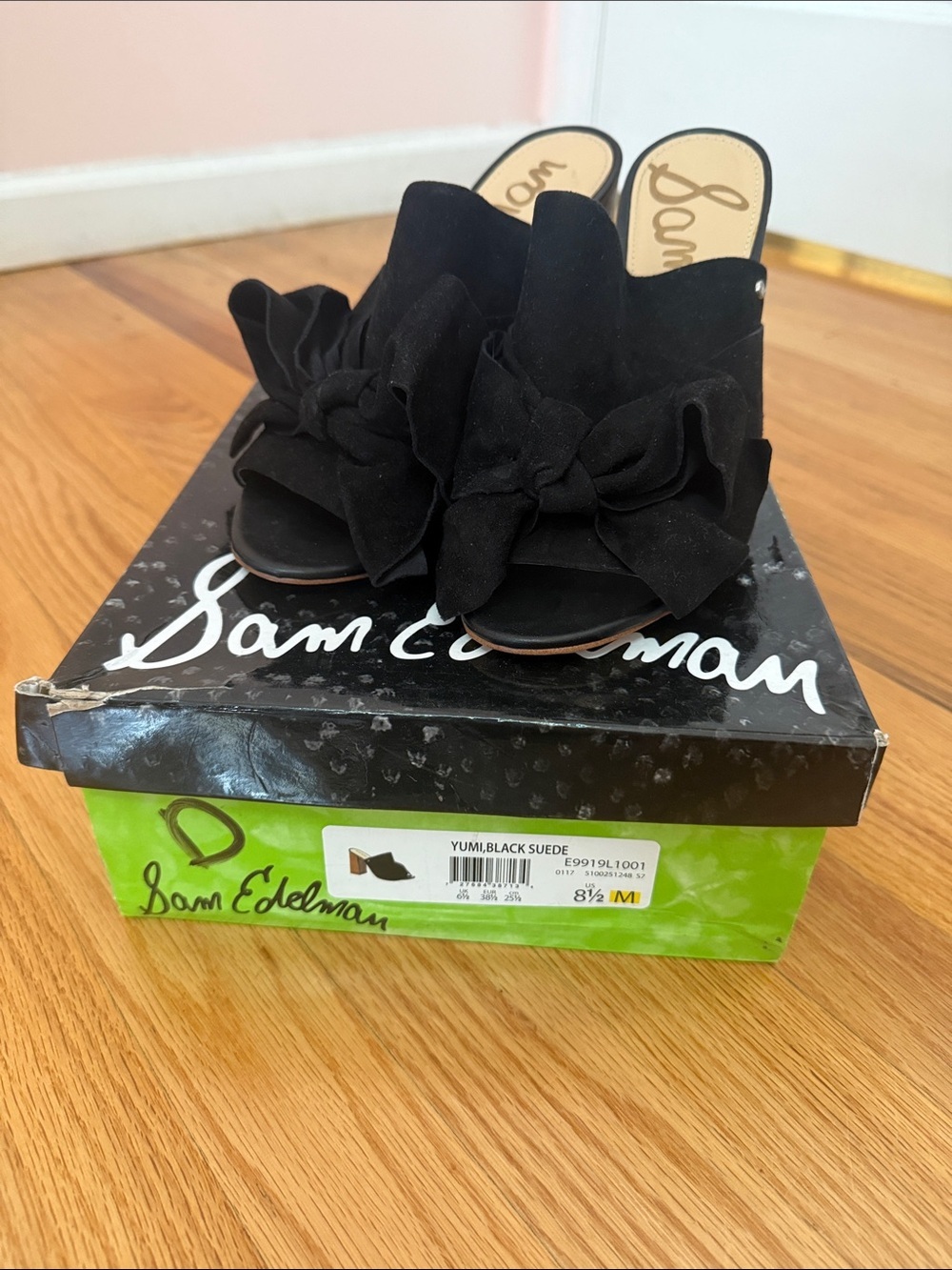 Sam Edelman YUMI Black Suede Bow Mules